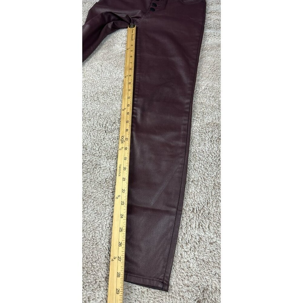 Kut from the Kloth Mia High Rise Skinny Wet Look Bordeaux Jeans Size 0 - Picture 4 of 16